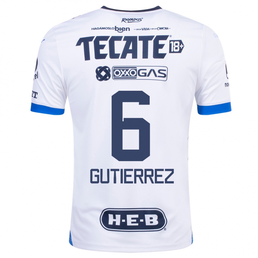Heren Edson Gutierrez #6 Wit Uitshirt Uittenue 2023/24 T-Shirt
