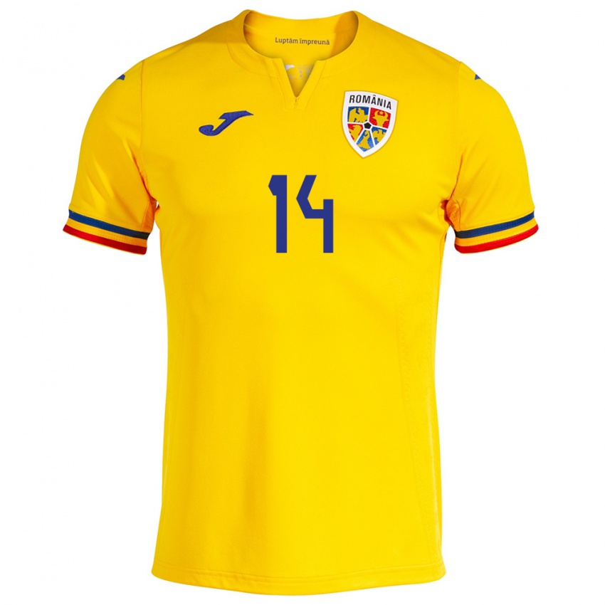 Kinderen Roemenië Ianis Hagi #14 Geel Thuisshirt Thuistenue 24-26 T-Shirt