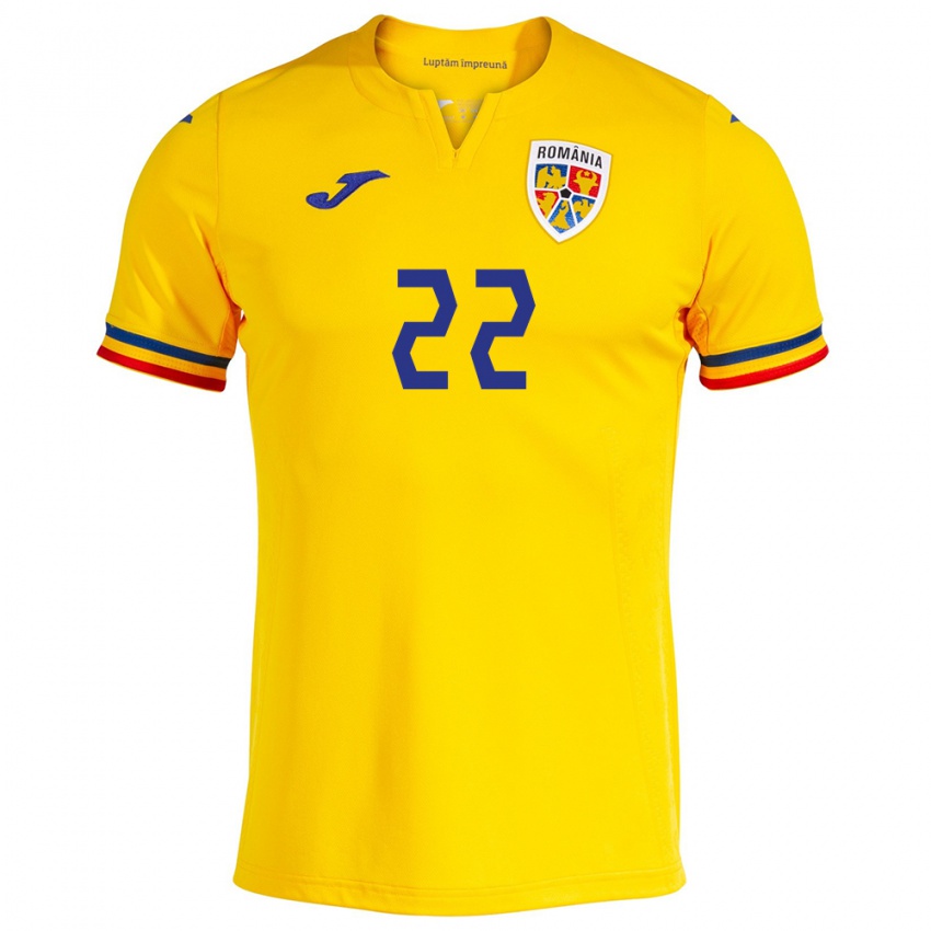 Kinderen Roemenië Vladislav Blănuță #22 Geel Thuisshirt Thuistenue 24-26 T-Shirt