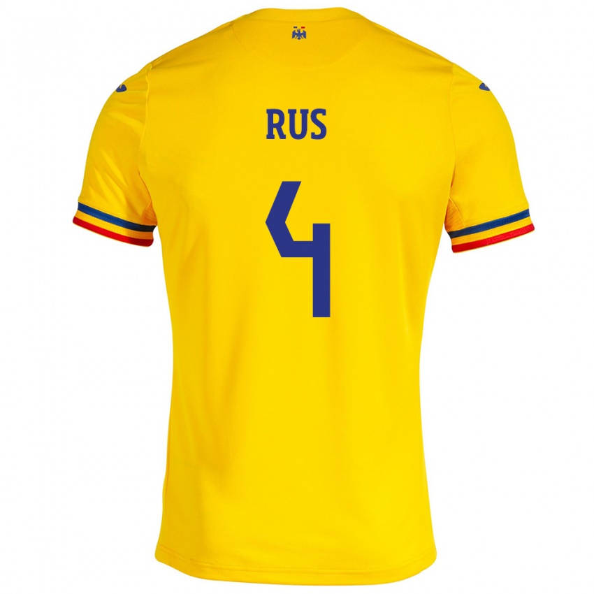 Kinderen Roemenië Adrian Rus #4 Geel Thuisshirt Thuistenue 24-26 T-Shirt