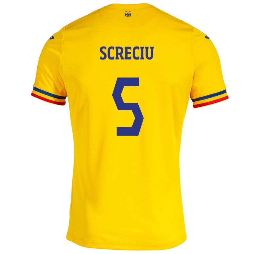 Kinderen Roemenië Vladimir Screciu #5 Geel Thuisshirt Thuistenue 24-26 T-Shirt