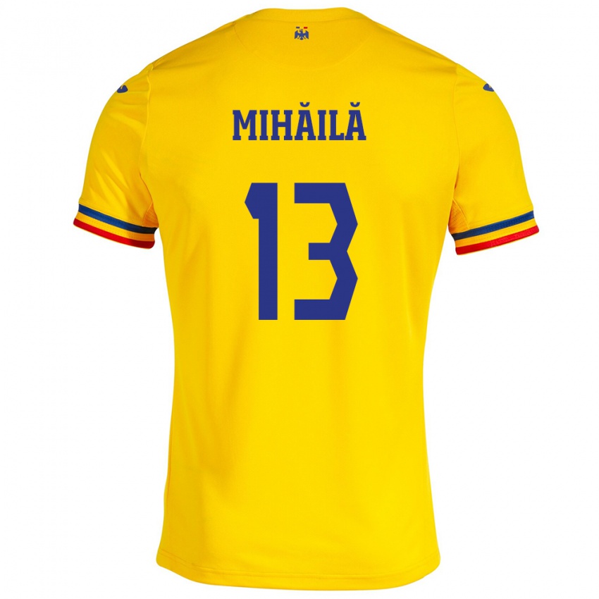 Kinderen Roemenië Valentin Mihăilă #13 Geel Thuisshirt Thuistenue 24-26 T-Shirt