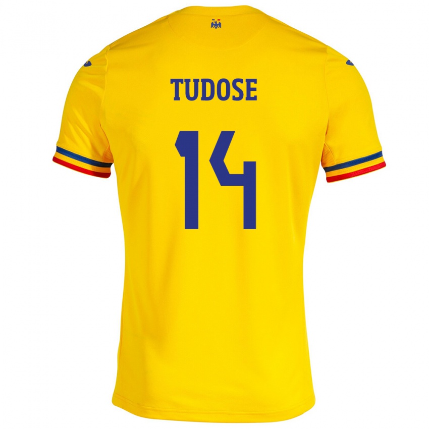 Kinderen Roemenië Mario Tudose #14 Geel Thuisshirt Thuistenue 24-26 T-Shirt