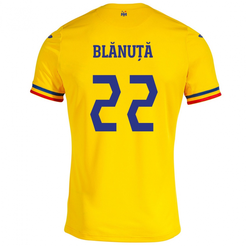 Kinderen Roemenië Vladislav Blănuță #22 Geel Thuisshirt Thuistenue 24-26 T-Shirt