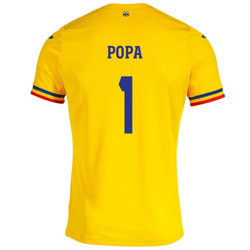 Kinderen Roemenië Robert Popa #1 Geel Thuisshirt Thuistenue 24-26 T-Shirt