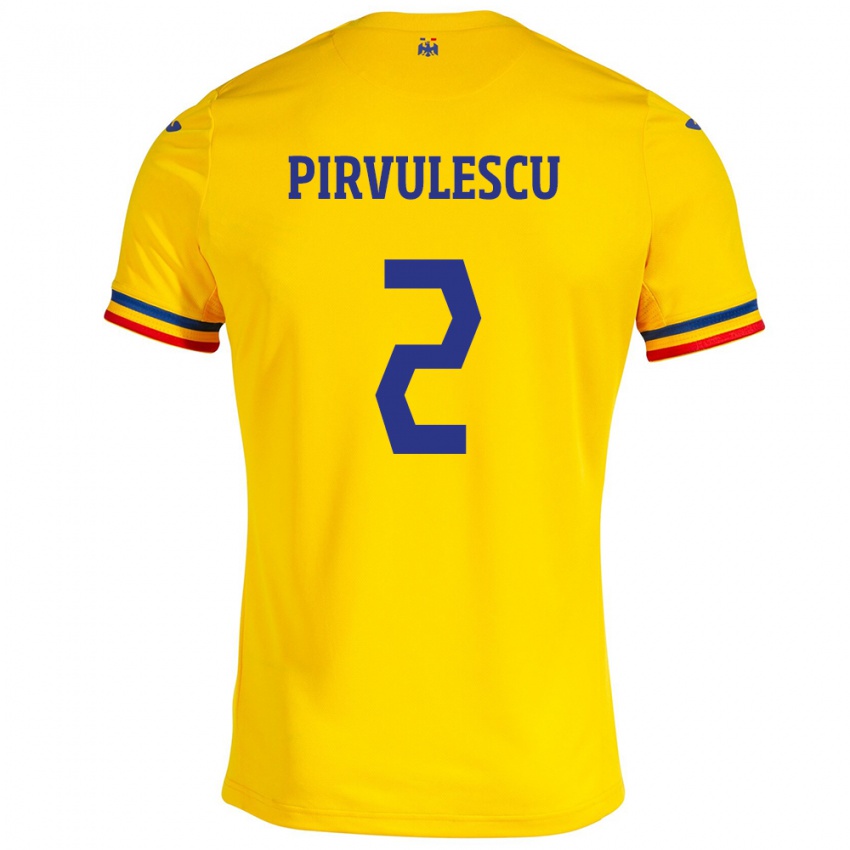 Kinderen Roemenië Sergiu Pîrvulescu #2 Geel Thuisshirt Thuistenue 24-26 T-Shirt