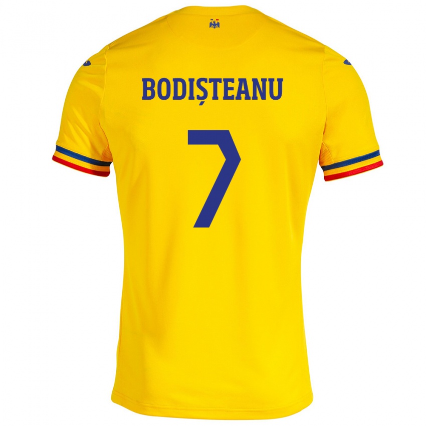 Kinderen Roemenië Ștefan Bodișteanu #7 Geel Thuisshirt Thuistenue 24-26 T-Shirt