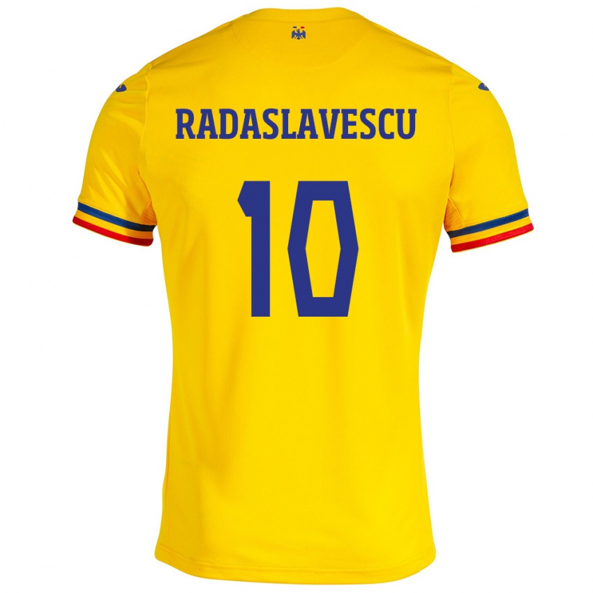 Kinderen Roemenië Eduard Radaslavescu #10 Geel Thuisshirt Thuistenue 24-26 T-Shirt