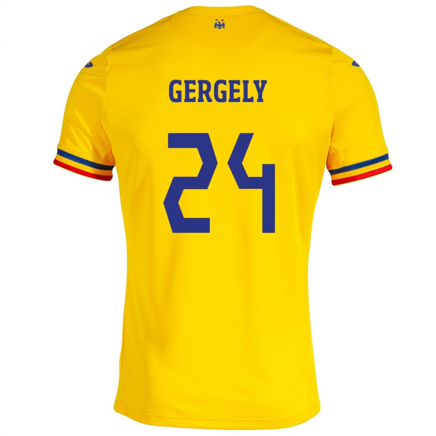 Kinderen Roemenië Botond Gergely #24 Geel Thuisshirt Thuistenue 24-26 T-Shirt