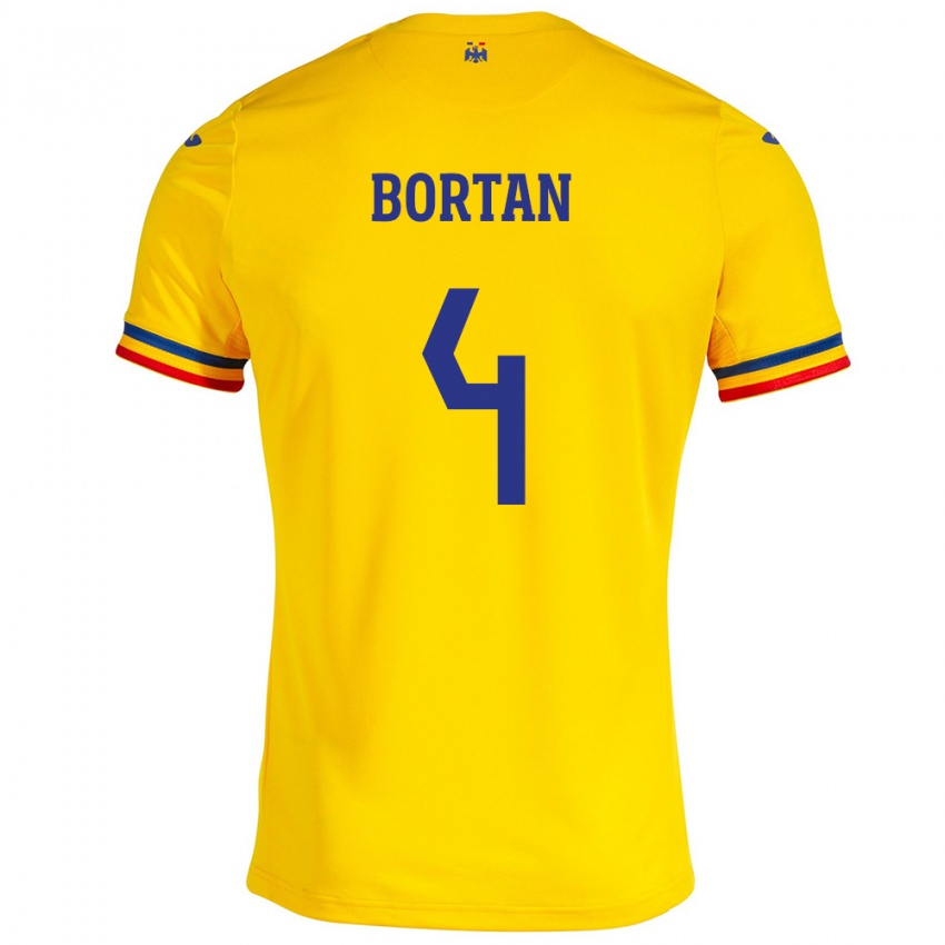 Kinderen Roemenië Ioana Bortan #4 Geel Thuisshirt Thuistenue 24-26 T-Shirt