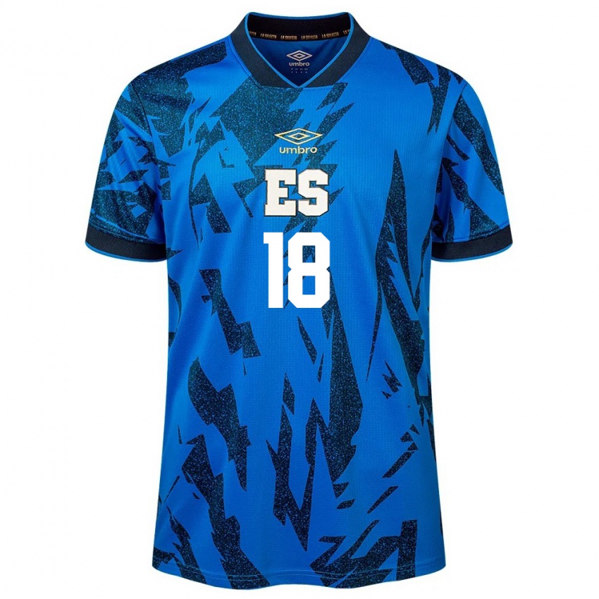 Kinderen El Salvador Samantha Valadez #18 Blauw Thuisshirt Thuistenue 24-26 T-Shirt