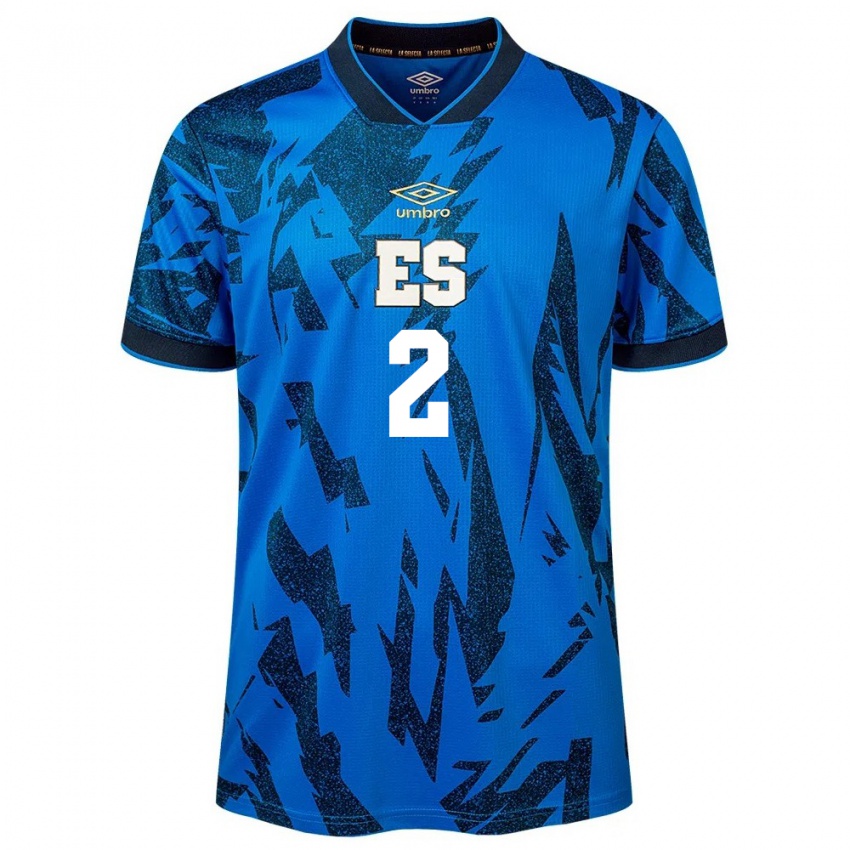 Kinderen El Salvador Adonis Campos #2 Blauw Thuisshirt Thuistenue 24-26 T-Shirt