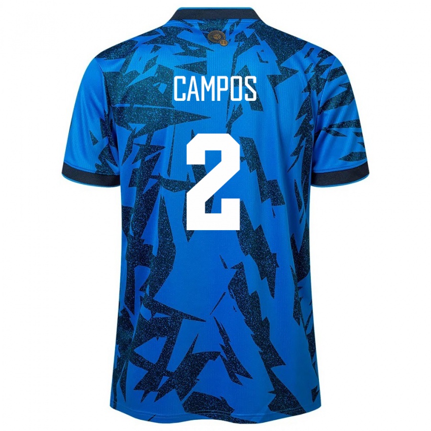 Kinderen El Salvador Adonis Campos #2 Blauw Thuisshirt Thuistenue 24-26 T-Shirt