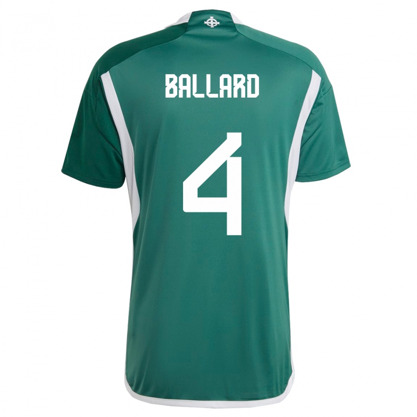 Kinderen Noord-Ierland Daniel Ballard #4 Groente Thuisshirt Thuistenue 24-26 T-Shirt