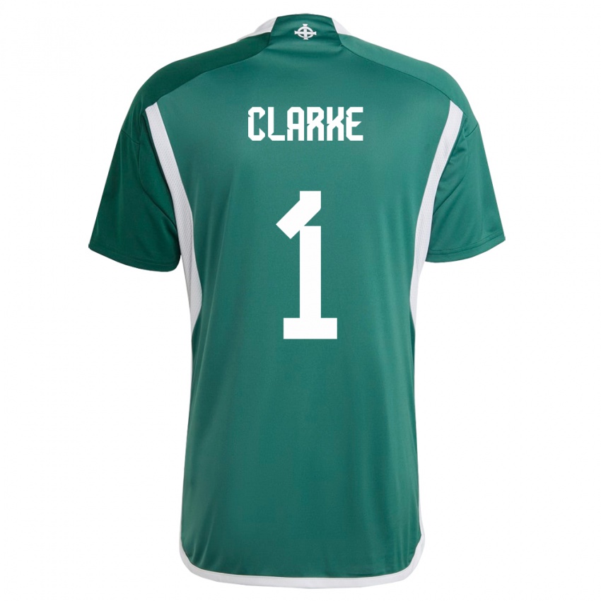 Kinderen Noord-Ierland Josh Clarke #1 Groente Thuisshirt Thuistenue 24-26 T-Shirt