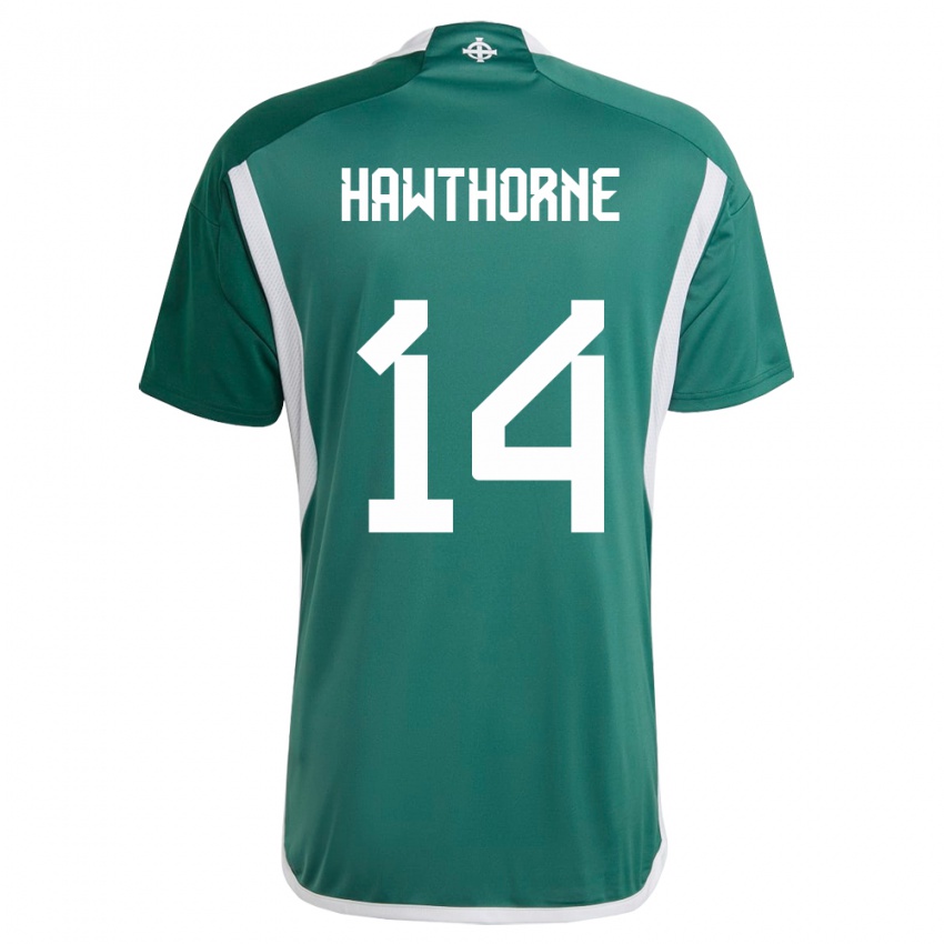 Kinderen Noord-Ierland Keevan Hawthorne #14 Groente Thuisshirt Thuistenue 24-26 T-Shirt