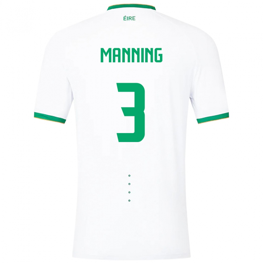 Kinderen Ierland Ryan Manning #3 Wit Uitshirt Uittenue 24-26 T-Shirt