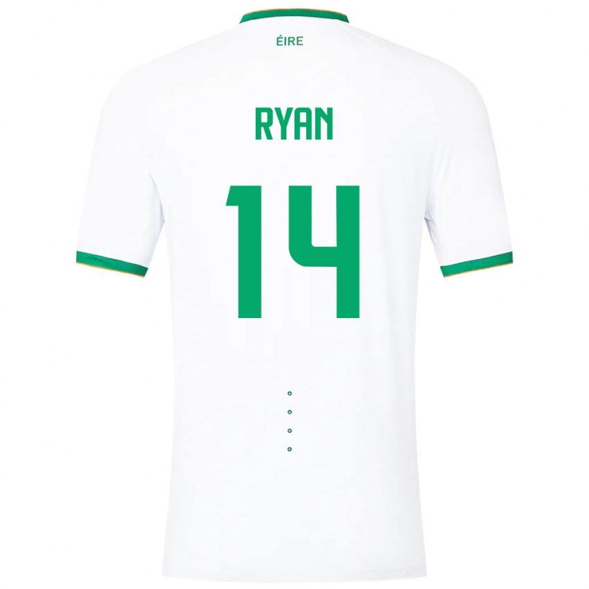 Kinderen Ierland John Ryan #14 Wit Uitshirt Uittenue 24-26 T-Shirt