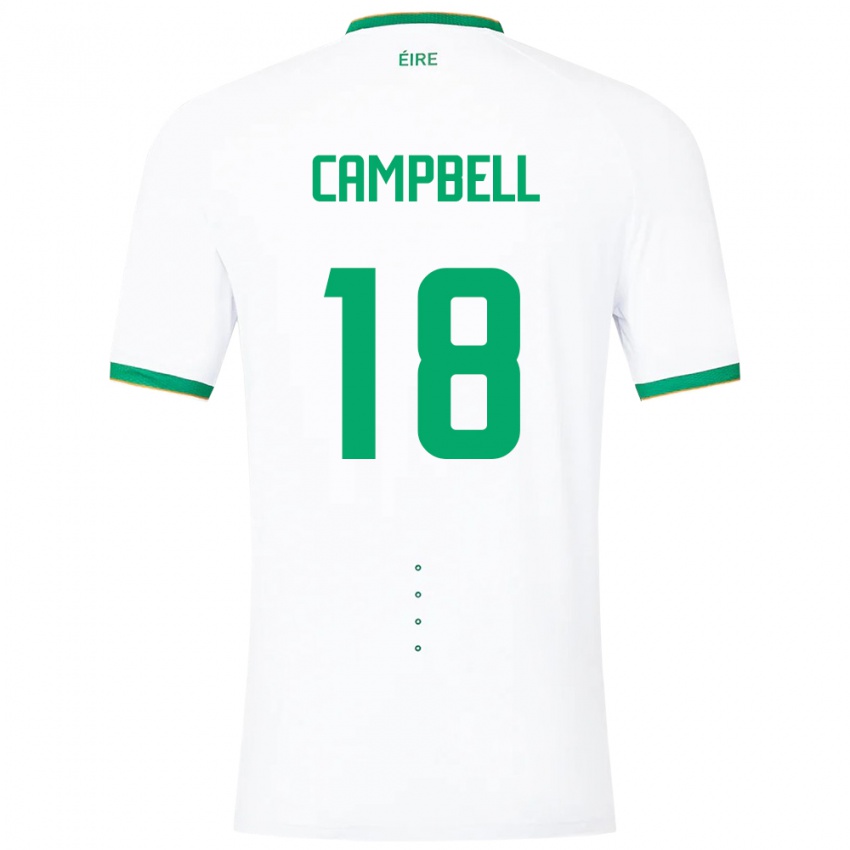 Kinderen Ierland Megan Campbell #18 Wit Uitshirt Uittenue 24-26 T-Shirt