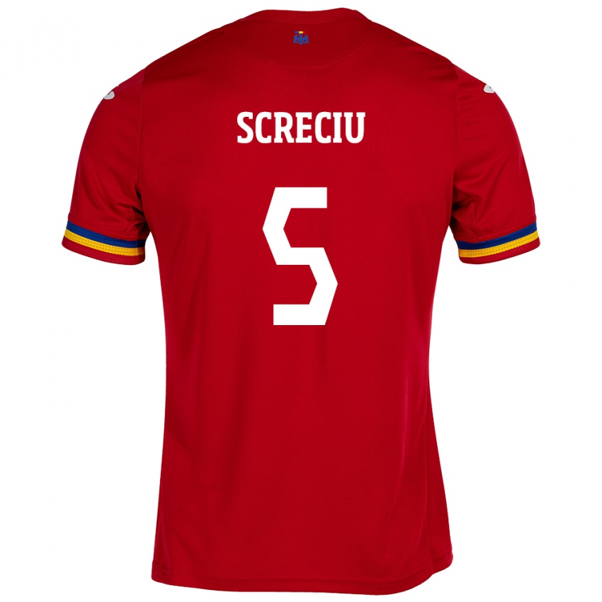 Kinderen Roemenië Vladimir Screciu #5 Rood Uitshirt Uittenue 24-26 T-Shirt