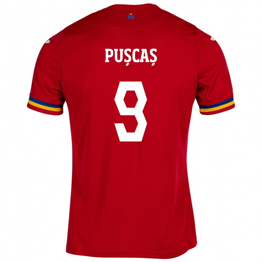 Kinderen Roemenië George Pușcaș #9 Rood Uitshirt Uittenue 24-26 T-Shirt