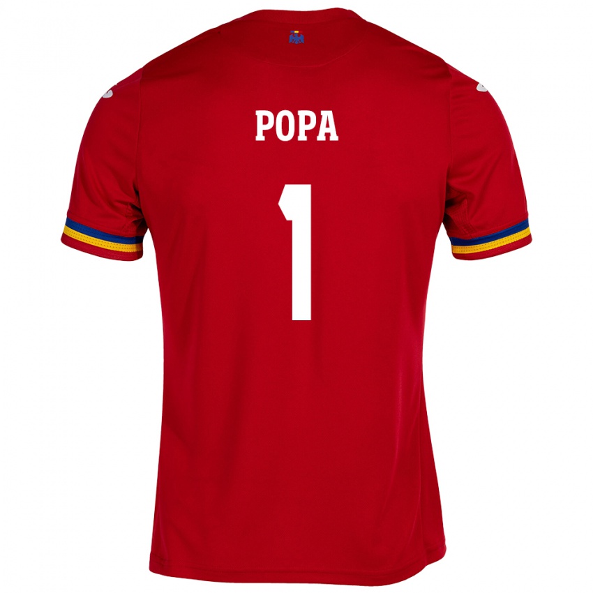 Kinderen Roemenië Robert Popa #1 Rood Uitshirt Uittenue 24-26 T-Shirt