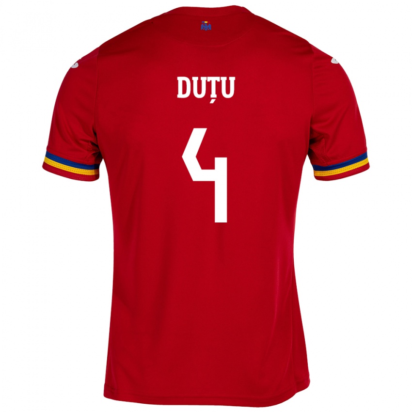 Kinderen Roemenië Ștefan Duțu #4 Rood Uitshirt Uittenue 24-26 T-Shirt