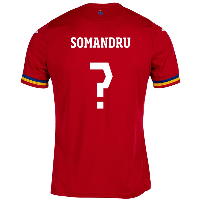 Kinderen Roemenië Eric Somandru #0 Rood Uitshirt Uittenue 24-26 T-Shirt