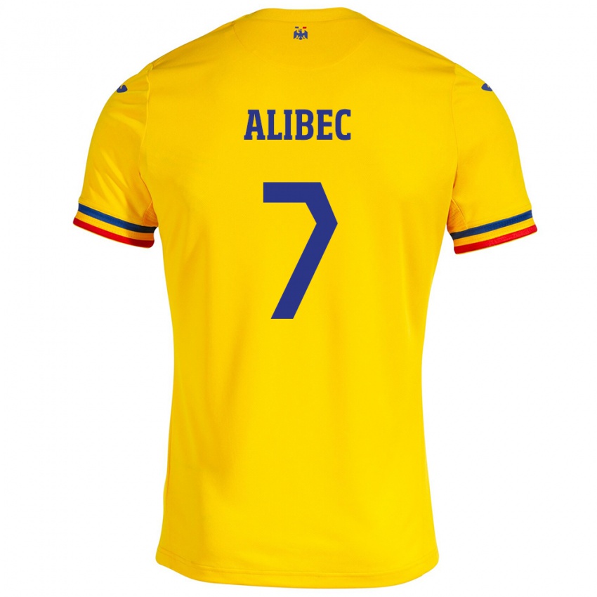 Heren Roemenië Denis Alibec #7 Geel Thuisshirt Thuistenue 24-26 T-Shirt