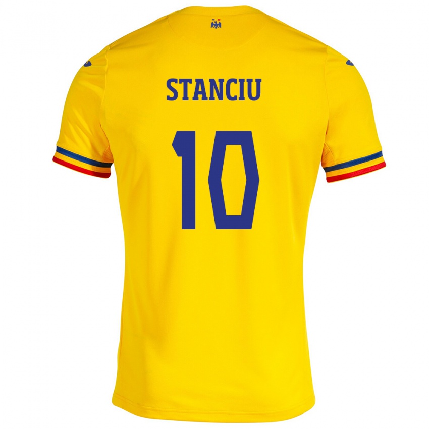 Heren Roemenië Nicolae Stanciu #10 Geel Thuisshirt Thuistenue 24-26 T-Shirt