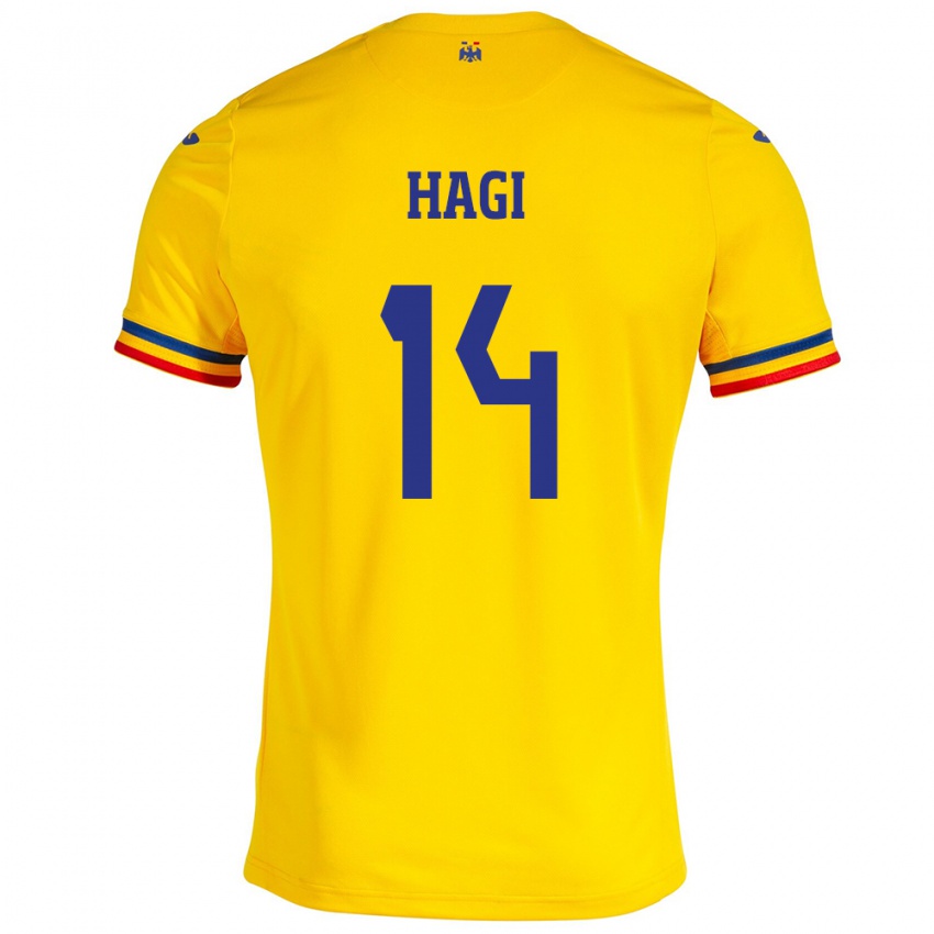 Heren Roemenië Ianis Hagi #14 Geel Thuisshirt Thuistenue 24-26 T-Shirt
