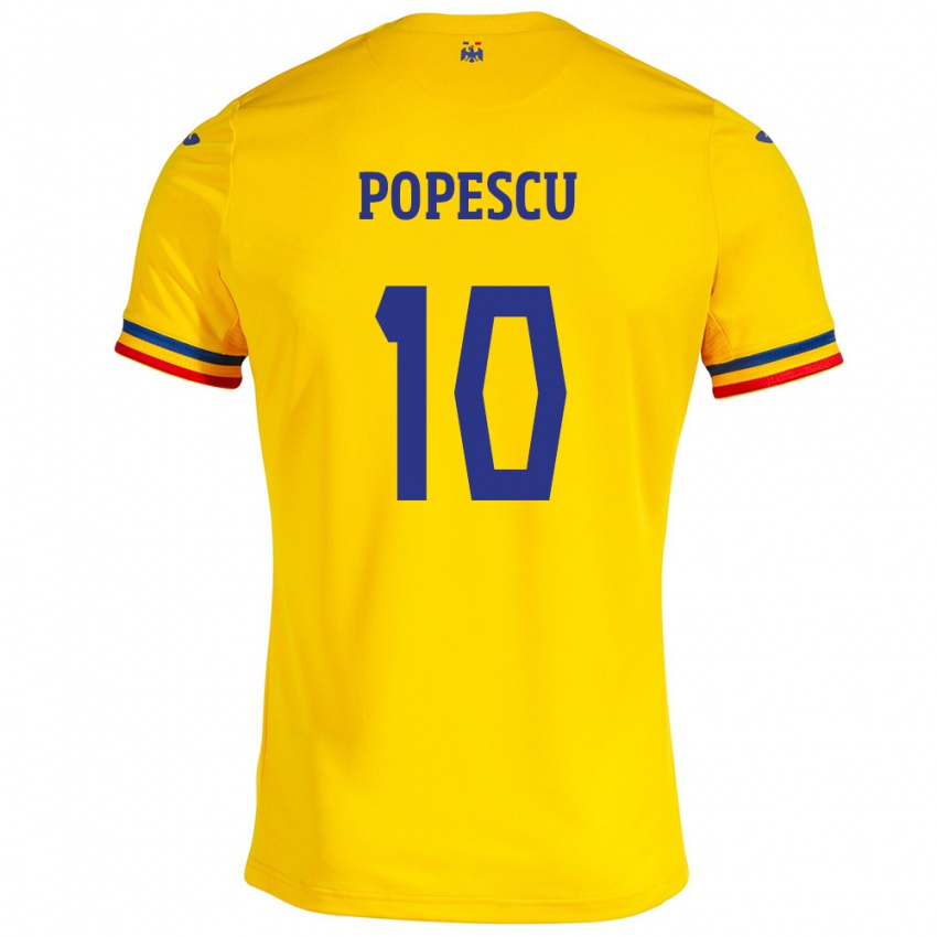 Heren Roemenië Octavian Popescu #10 Geel Thuisshirt Thuistenue 24-26 T-Shirt