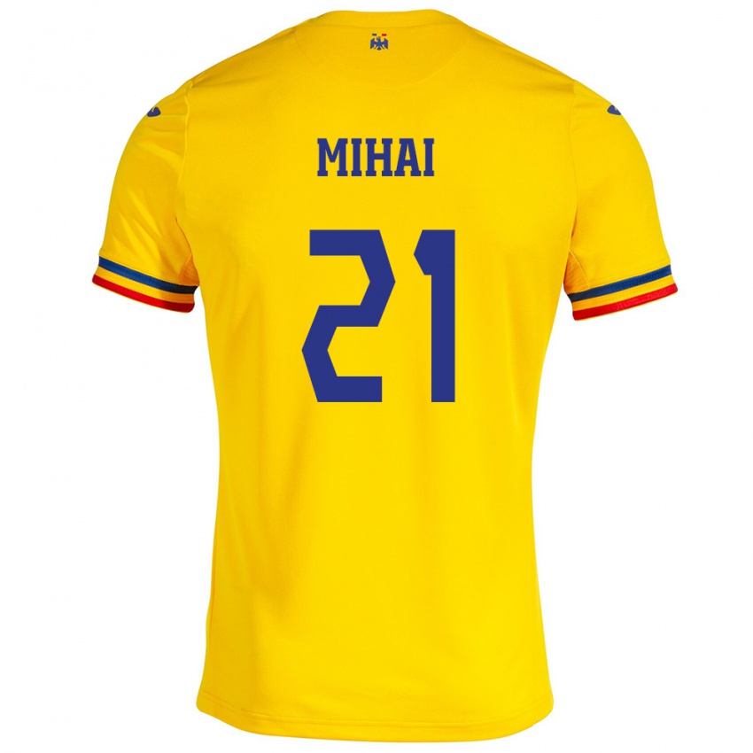 Heren Roemenië Cristian Mihai #21 Geel Thuisshirt Thuistenue 24-26 T-Shirt
