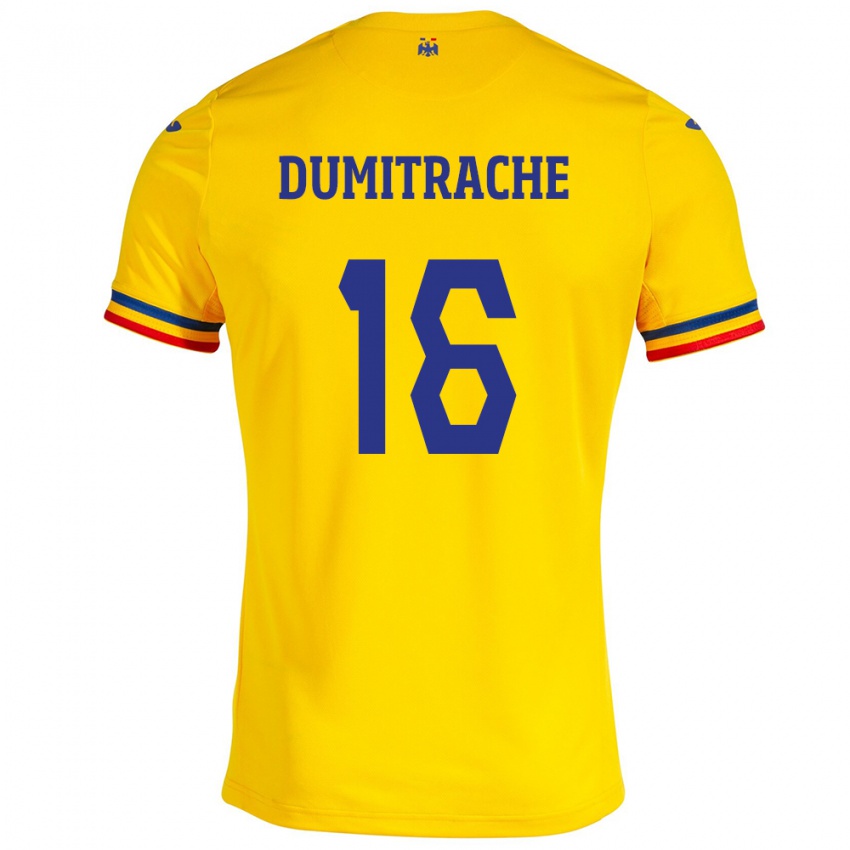 Heren Roemenië Valentin Dumitrache #16 Geel Thuisshirt Thuistenue 24-26 T-Shirt