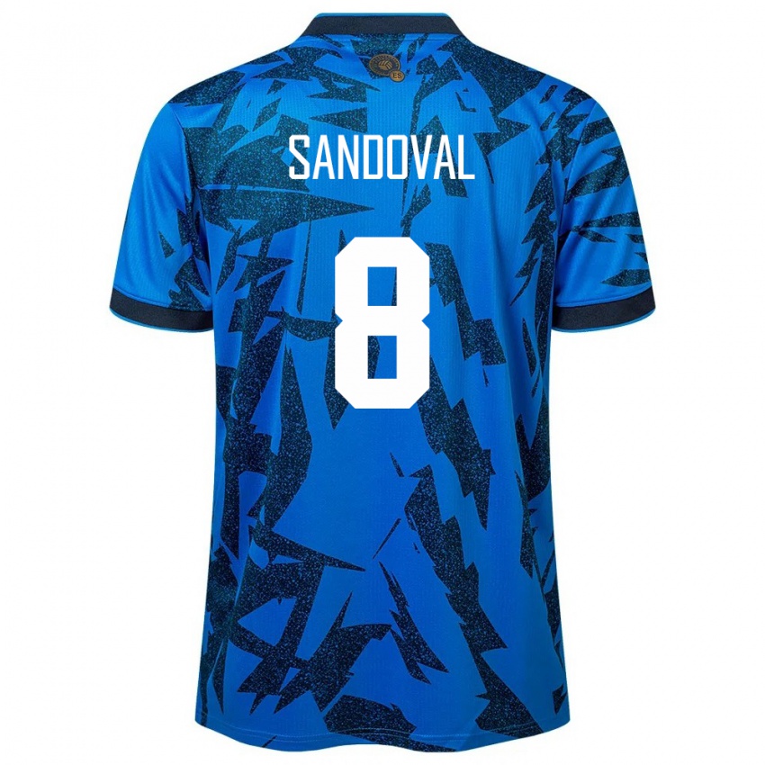 Heren El Salvador Emerson Sandoval #8 Blauw Thuisshirt Thuistenue 24-26 T-Shirt