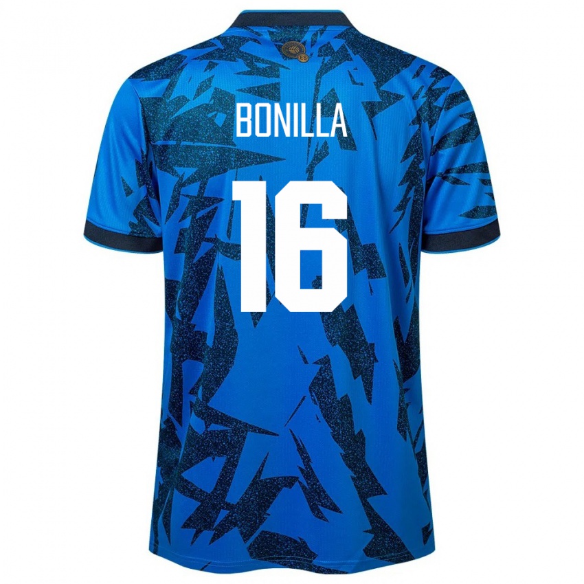 Heren El Salvador Elmer Bonilla #16 Blauw Thuisshirt Thuistenue 24-26 T-Shirt