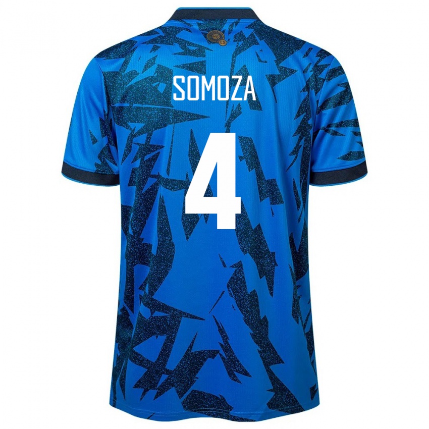 Heren El Salvador Néstor Somoza #4 Blauw Thuisshirt Thuistenue 24-26 T-Shirt