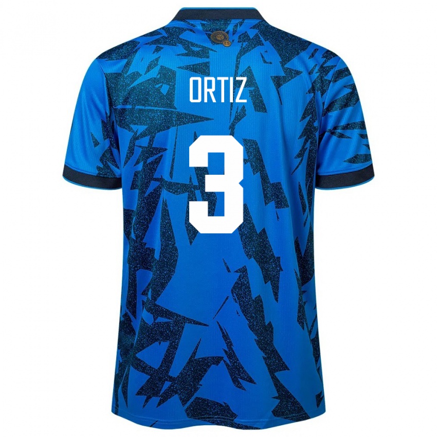 Heren El Salvador Priscila Ortiz #3 Blauw Thuisshirt Thuistenue 24-26 T-Shirt