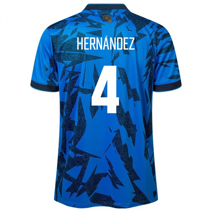 Heren El Salvador Elaily Hernández #4 Blauw Thuisshirt Thuistenue 24-26 T-Shirt