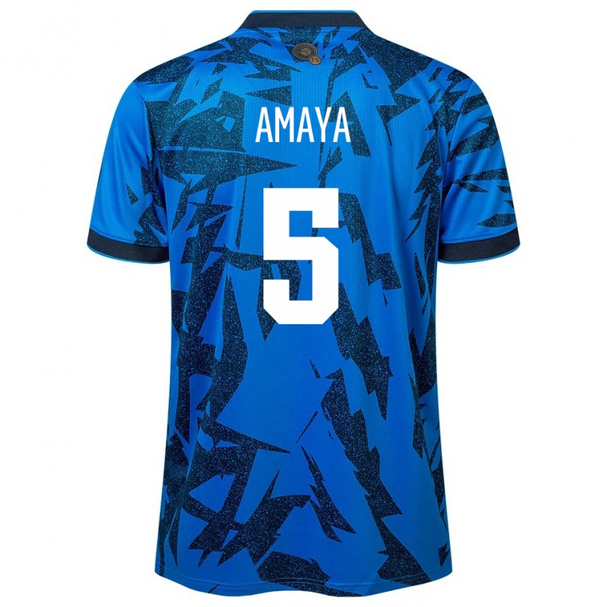 Heren El Salvador Nicolle Amaya #5 Blauw Thuisshirt Thuistenue 24-26 T-Shirt