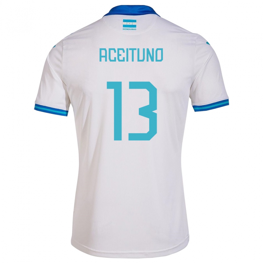 Heren Honduras Marco Aceituno #13 Wit Thuisshirt Thuistenue 24-26 T-Shirt