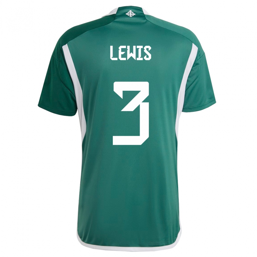 Heren Noord-Ierland Jamal Lewis #3 Groente Thuisshirt Thuistenue 24-26 T-Shirt