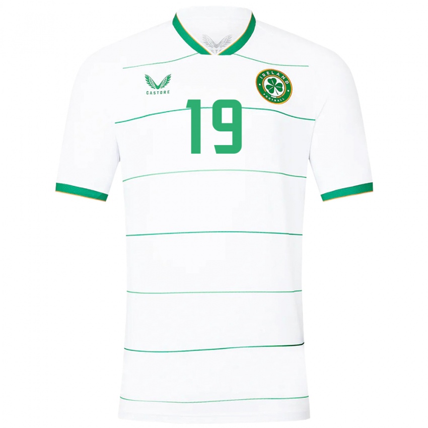 Heren Ierland Abbie Larkin #19 Wit Uitshirt Uittenue 24-26 T-Shirt