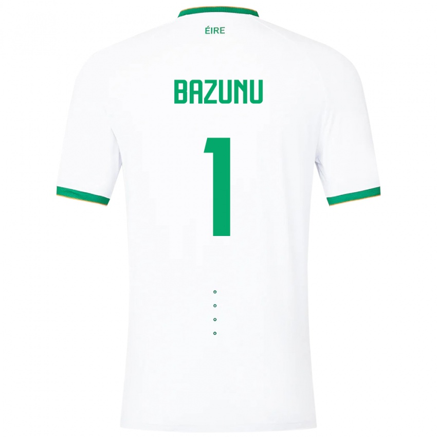 Heren Ierland Gavin Bazunu #1 Wit Uitshirt Uittenue 24-26 T-Shirt