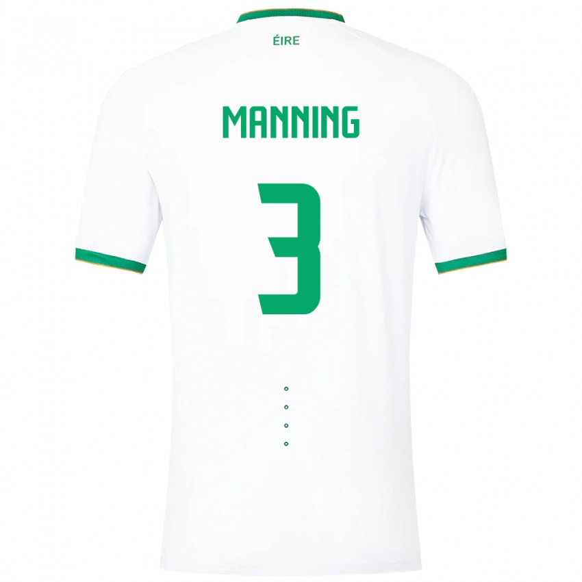 Heren Ierland Ryan Manning #3 Wit Uitshirt Uittenue 24-26 T-Shirt