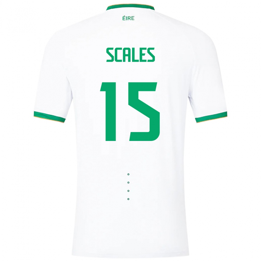 Heren Ierland Liam Scales #15 Wit Uitshirt Uittenue 24-26 T-Shirt