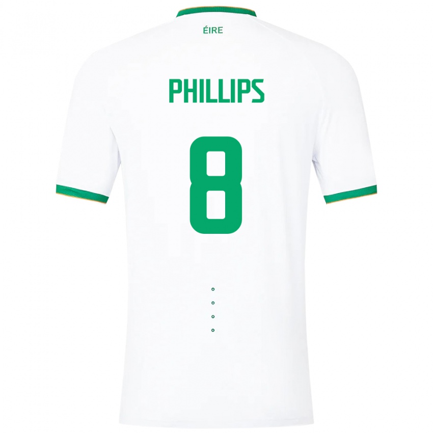 Heren Ierland Killian Phillips #8 Wit Uitshirt Uittenue 24-26 T-Shirt