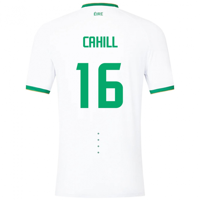 Heren Ierland Killian Cahill #16 Wit Uitshirt Uittenue 24-26 T-Shirt