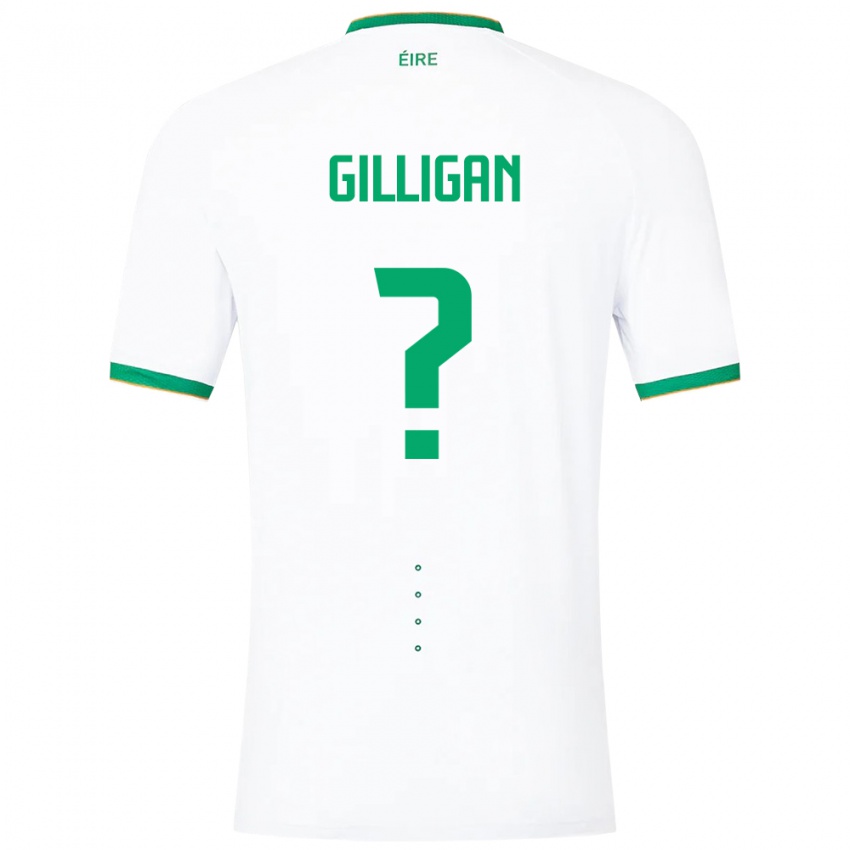 Heren Ierland Ciaran Gilligan #0 Wit Uitshirt Uittenue 24-26 T-Shirt