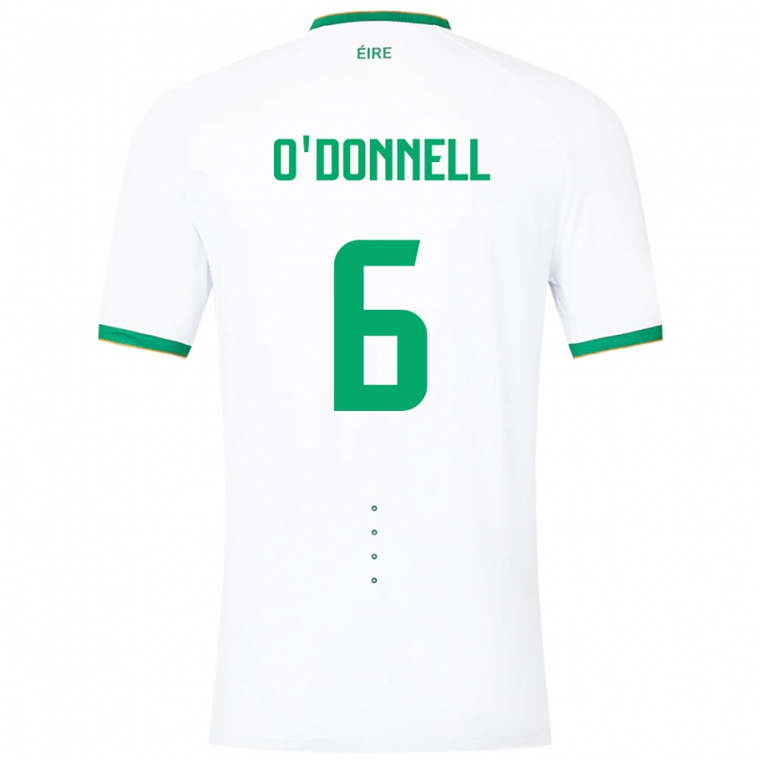 Heren Ierland Luke O'donnell #6 Wit Uitshirt Uittenue 24-26 T-Shirt